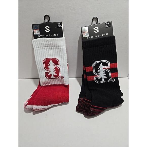 New Strideline Stanford Cardinal Crew Socks Men's 2-Pack Knit M/L (8-12) NCAA - Picture 1 of 7